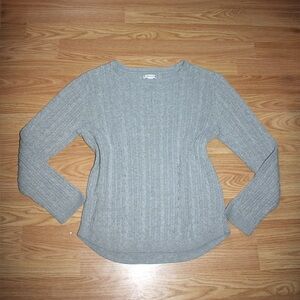 Light Gray Ribbed Crewneck Sweater